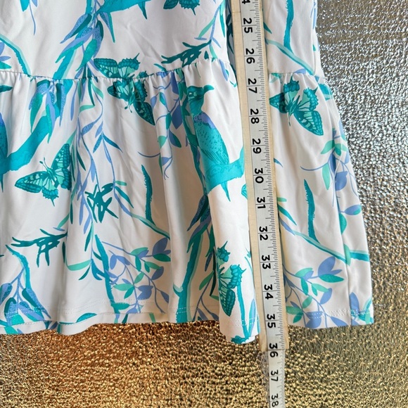 Jude Connally Ginger Dress Womens Sz M Blue White Ruffled Summer Casual Novelty - Picture 7 of 10